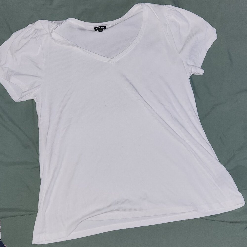 Torrid Ribbed White Tee
